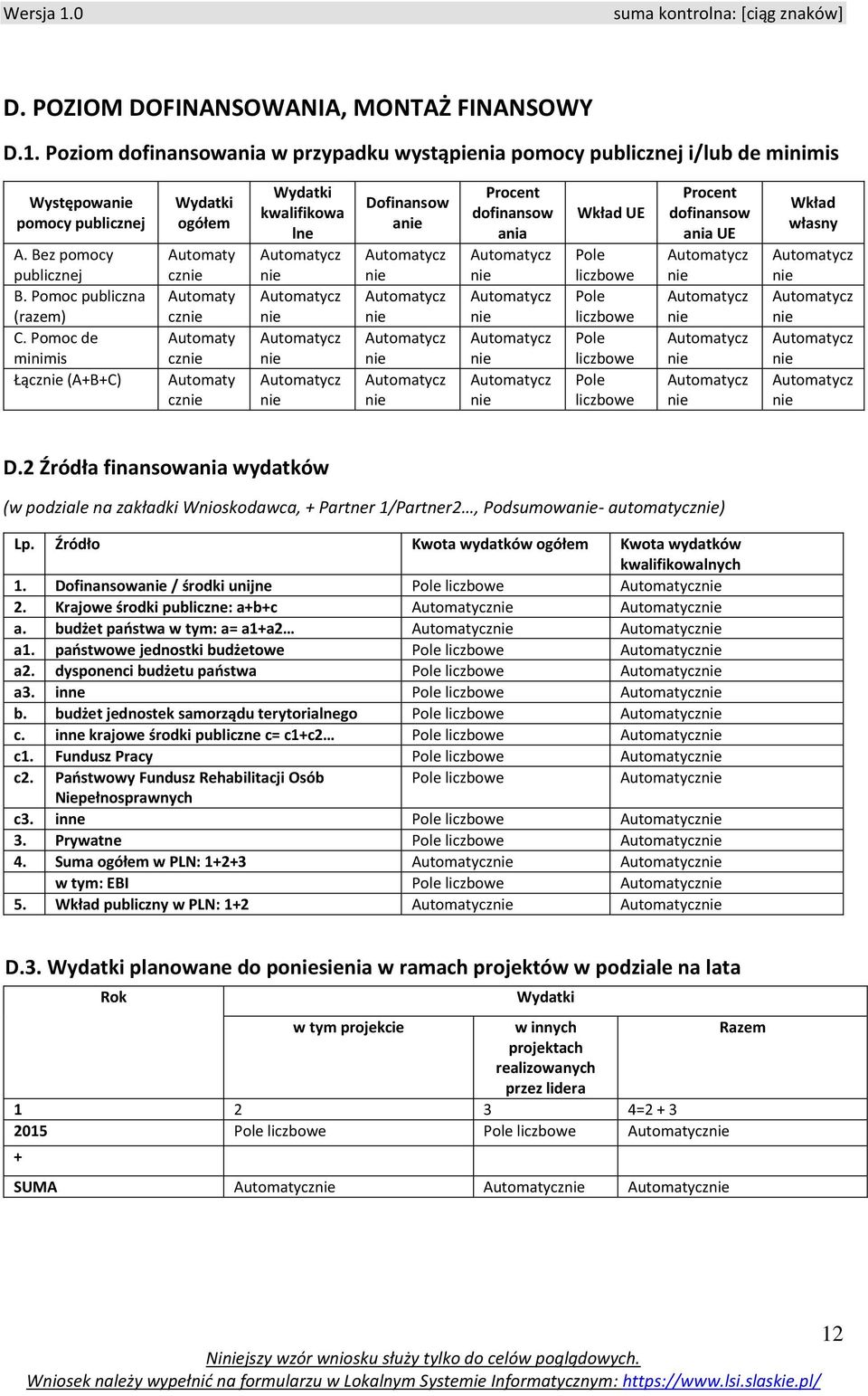 Pomoc de minimis Łącz (ABC) Wydatki ogółem Automaty cz Automaty cz Automaty cz Automaty cz Wydatki kwalifikowa lne Dofinansow a Procent dofinansow ania Wkład UE Procent dofinansow ania UE Wkład