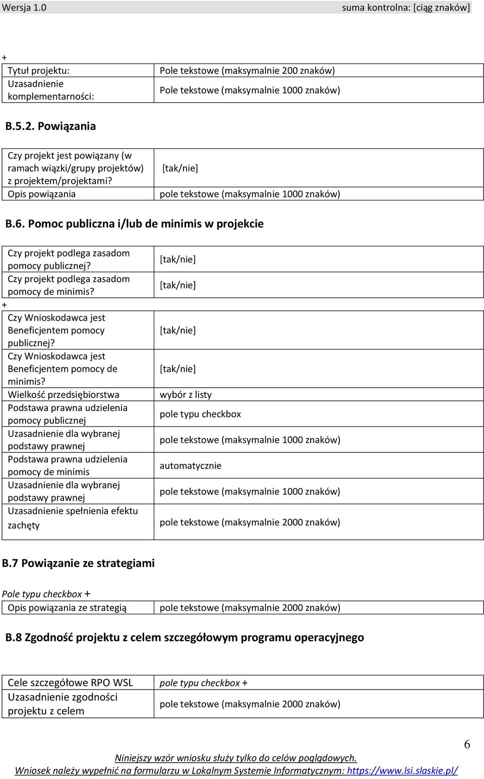 Czy projekt podlega zasadom pomocy de minimis? Czy Wnioskodawca jest Beneficjentem pomocy publicznej? Czy Wnioskodawca jest Beneficjentem pomocy de minimis?