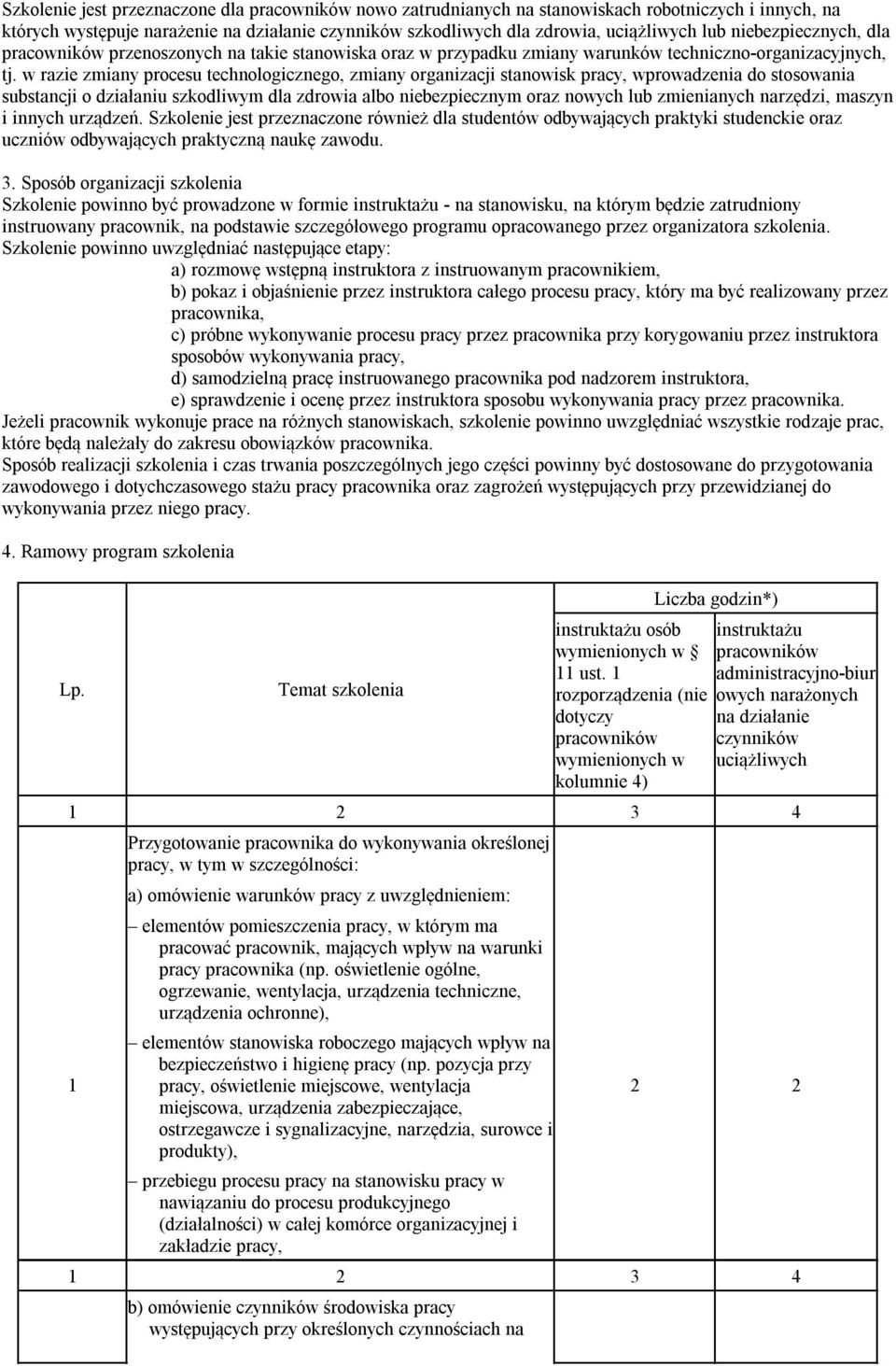 w razie zmiany procesu technologicznego, zmiany organizacji stanowisk pracy, wprowadzenia do stosowania substancji o działaniu szkodliwym dla zdrowia albo niebezpiecznym oraz nowych lub zmienianych