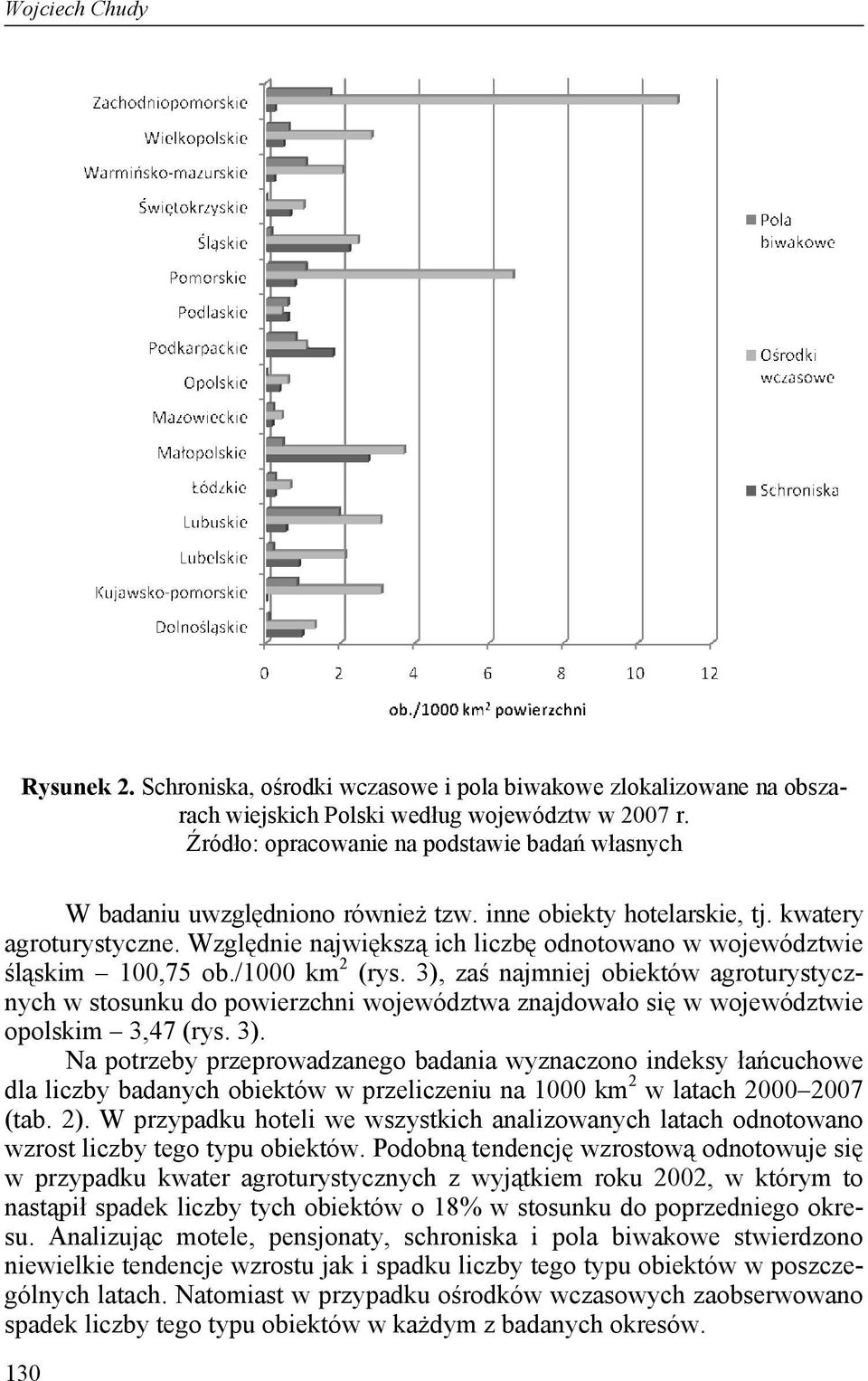 Względnie największą ich liczbę odnotowano w województwie śląskim 100,75 ob./1000 km 2 (rys.