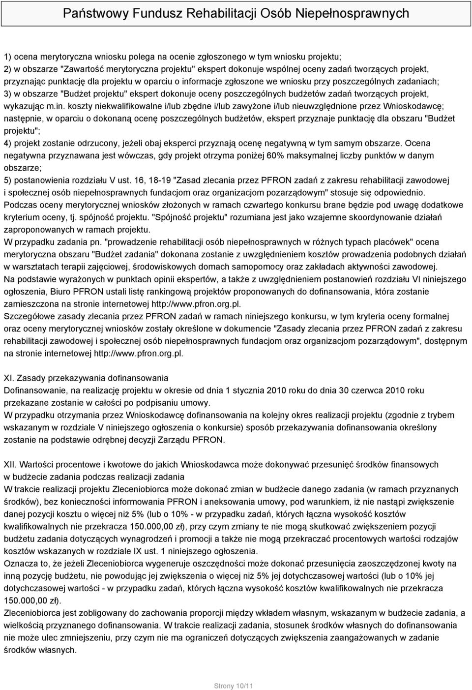 projekt, wykazując m.in.