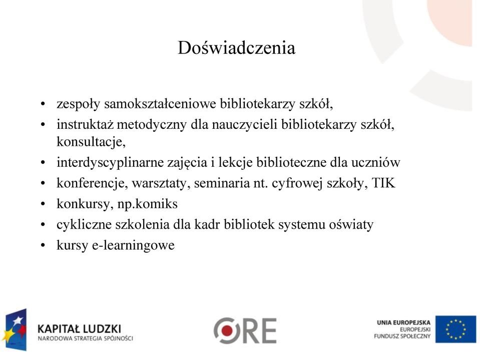 biblioteczne dla uczniów konferencje, warsztaty, seminaria nt.