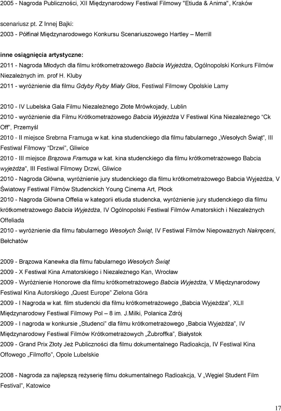 Konkurs Filmów Niezależnych im. prof H.
