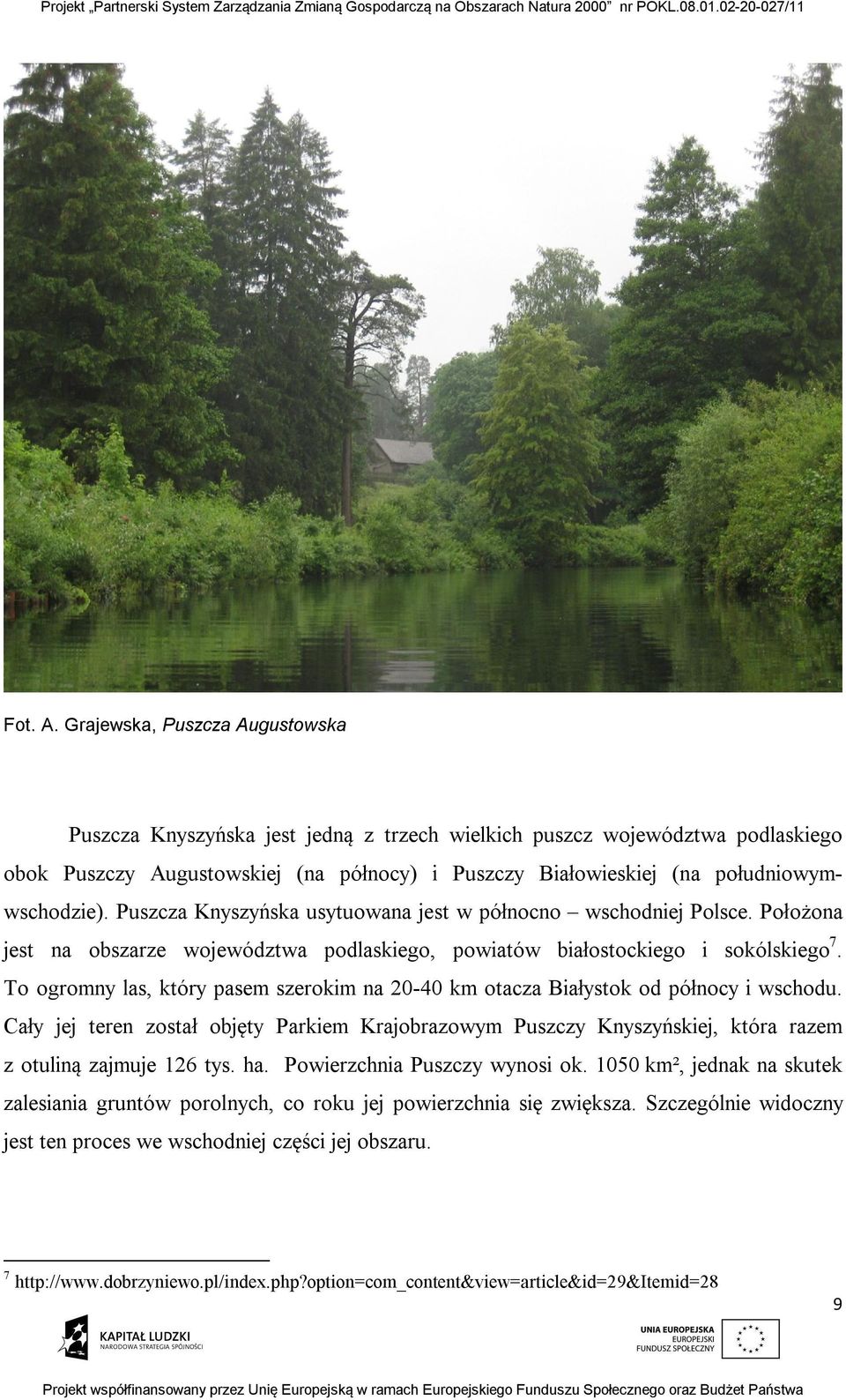 Puszcza Knyszyńska usytuowana jest w północno wschodniej Polsce. Położona jest na obszarze województwa podlaskiego, powiatów białostockiego i sokólskiego 7.