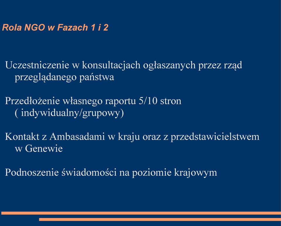 stron ( indywidualny/grupowy) Kontakt z Ambasadami w kraju oraz z