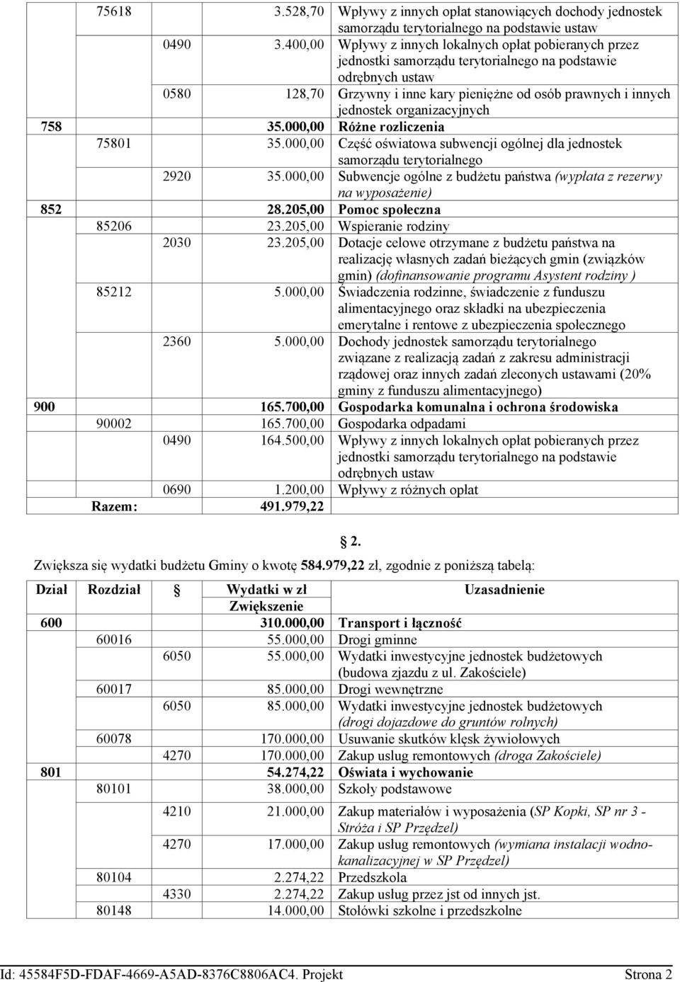 organizacyjnych 758 35.000,00 Różne rozliczenia 75801 35.000,00 Część oświatowa subwencji ogólnej dla jednostek samorządu terytorialnego 2920 35.
