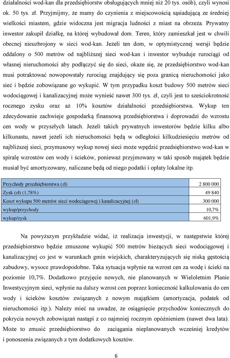 Prywatny inwestor zakupił działkę, na której wybudował dom. Teren, który zamieszkał jest w chwili obecnej nieuzbrojony w sieci wod-kan.