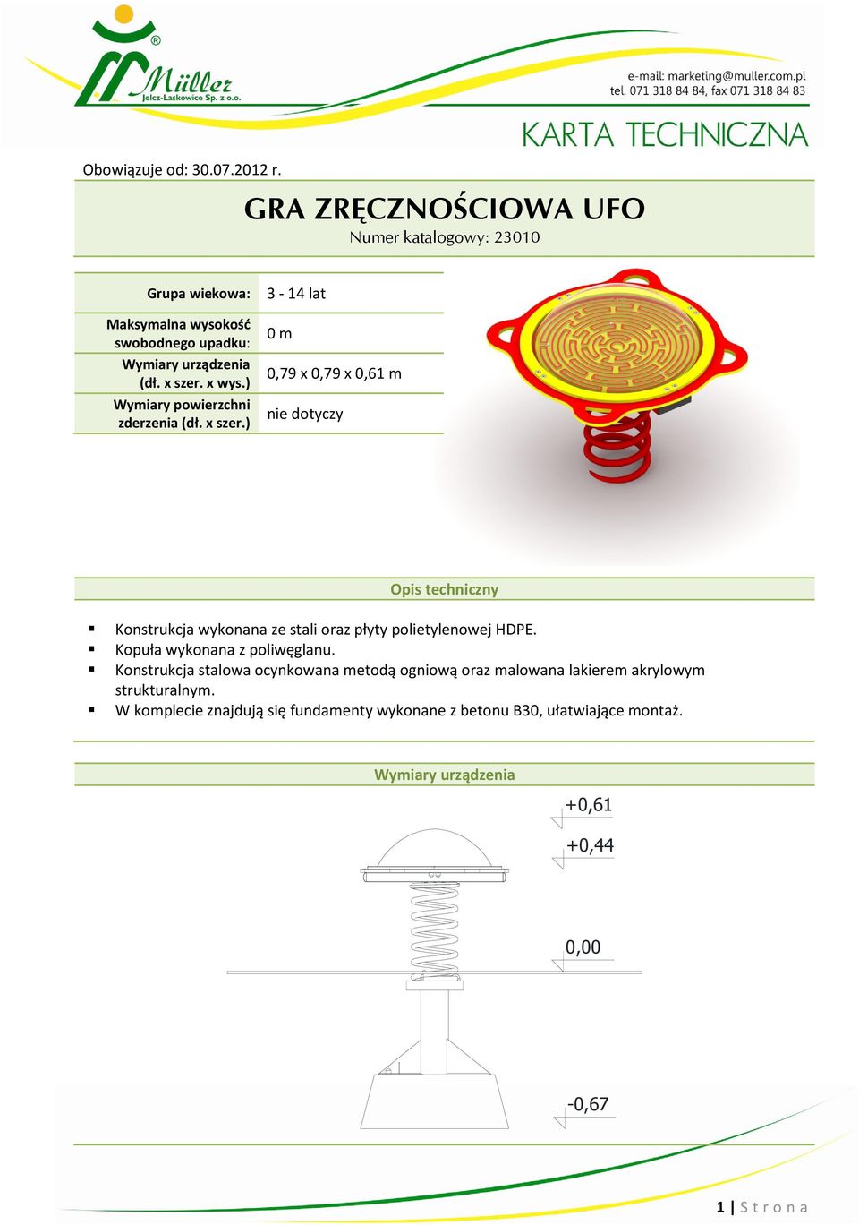 ) Wymiary powierzchni zderzenia (dł. x szer.