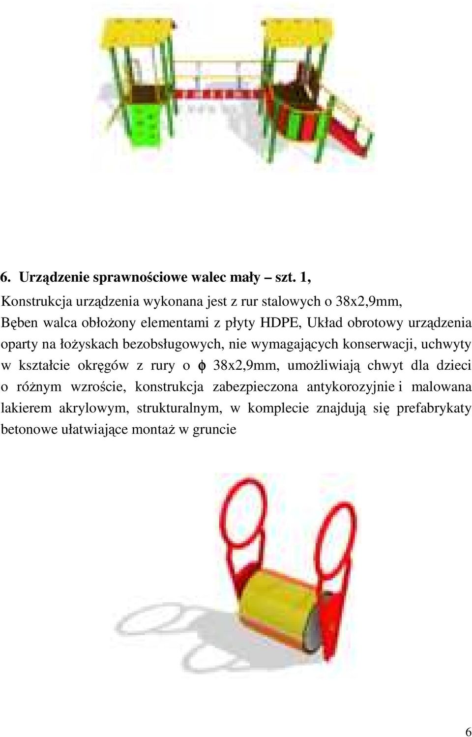 obrotowy urządzenia oparty na łoŝyskach bezobsługowych, nie wymagających konserwacji, uchwyty w kształcie okręgów z rury o φ