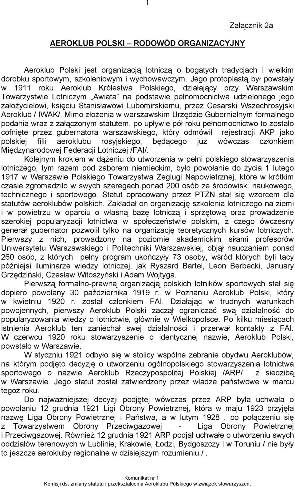 Stanisławowi Lubomirskiemu, przez Cesarski Wszechrosyjski Aeroklub / IWAK/.