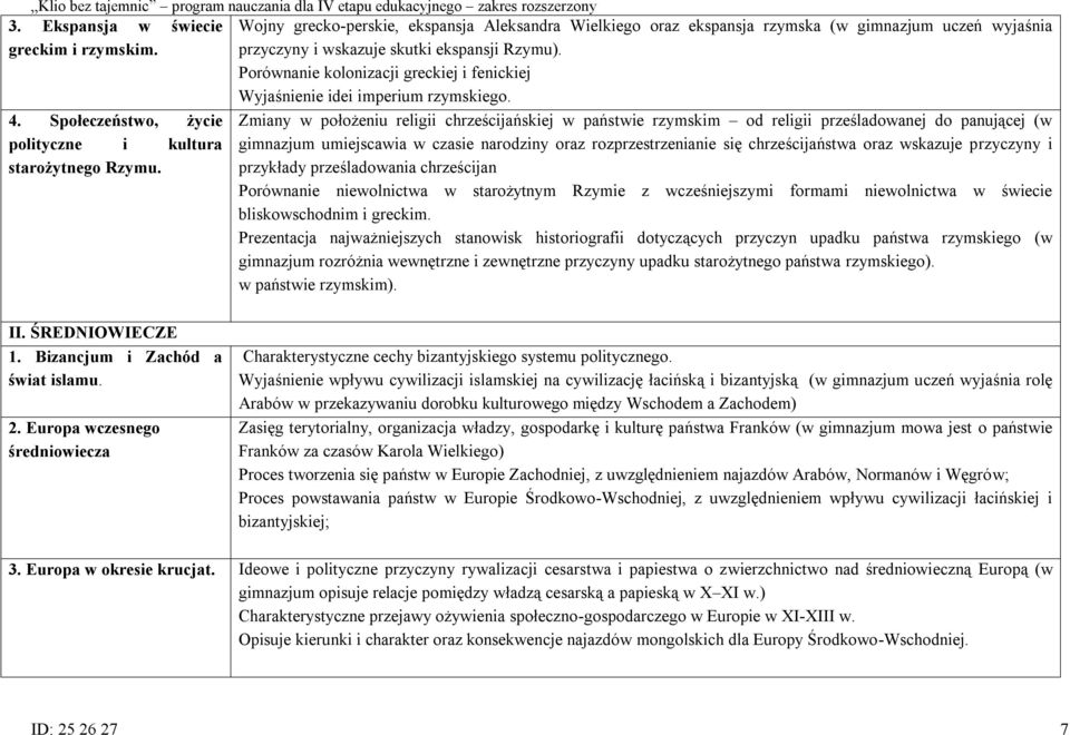 Zmiany w położeniu religii chrześcijańskiej w państwie rzymskim od religii prześladowanej do panującej (w gimnazjum umiejscawia w czasie narodziny oraz rozprzestrzenianie się chrześcijaństwa oraz