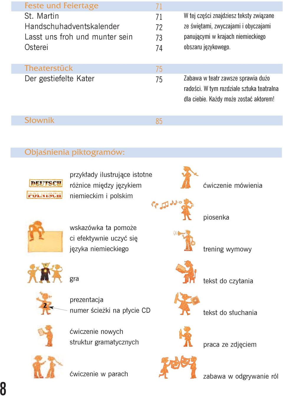 obyczajami panującymi w krajach niemieckiego obszaru językowego. Zabawa w teatr zawsze sprawia dużo radości. W tym rozdziale sztuka teatralna dla ciebie. Każdy może zostać aktorem!