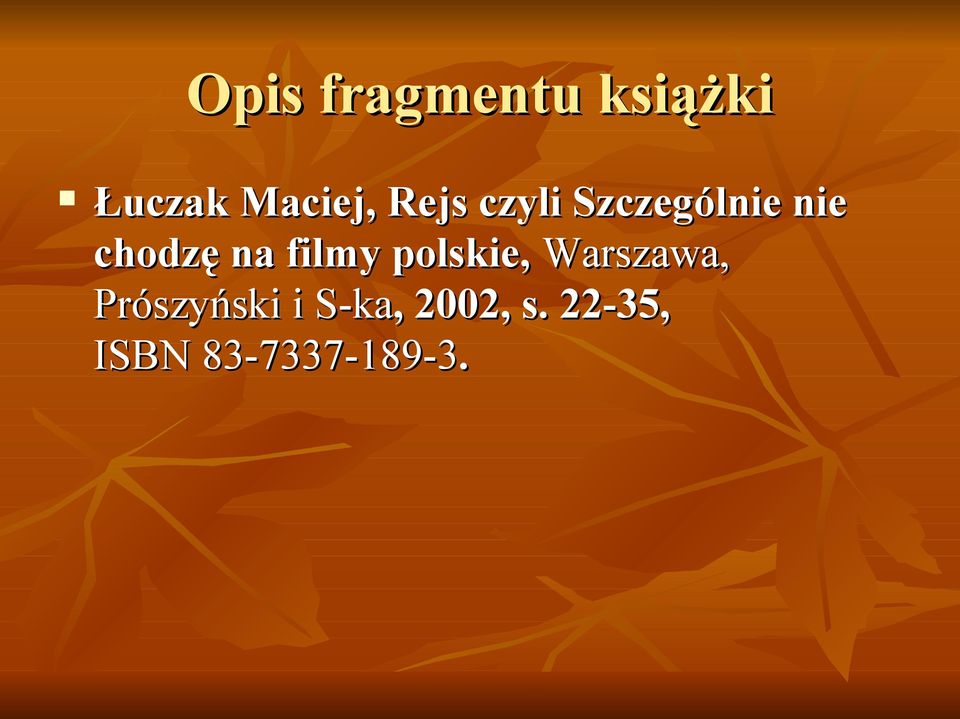 filmy polskie, Warszawa, Prószyński i