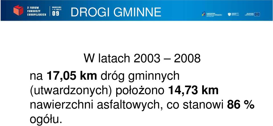 (utwardzonych) połoŝono 14,73 km