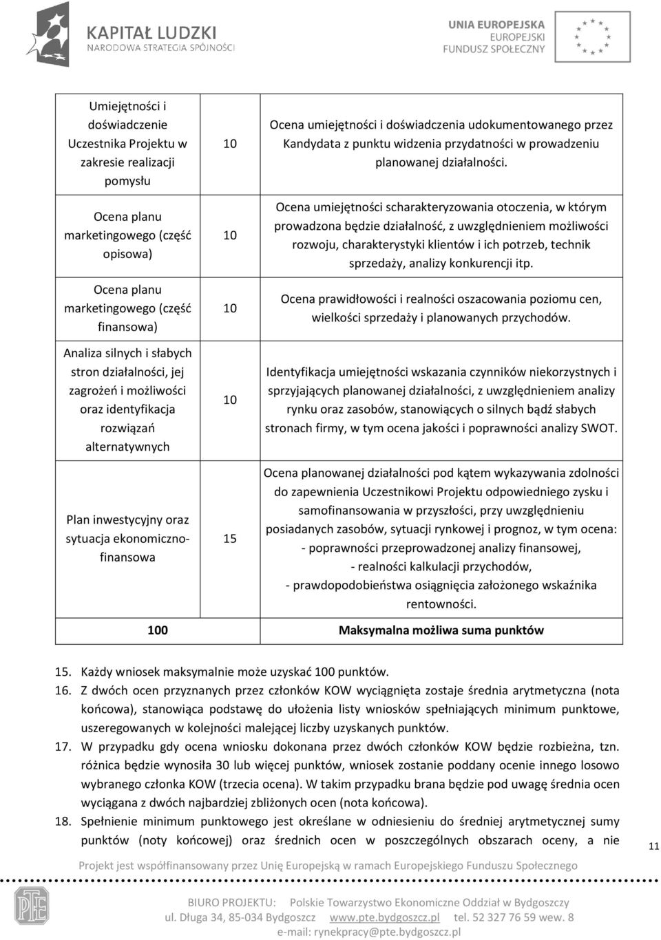 udokumentowanego przez Kandydata z punktu widzenia przydatności w prowadzeniu planowanej działalności.