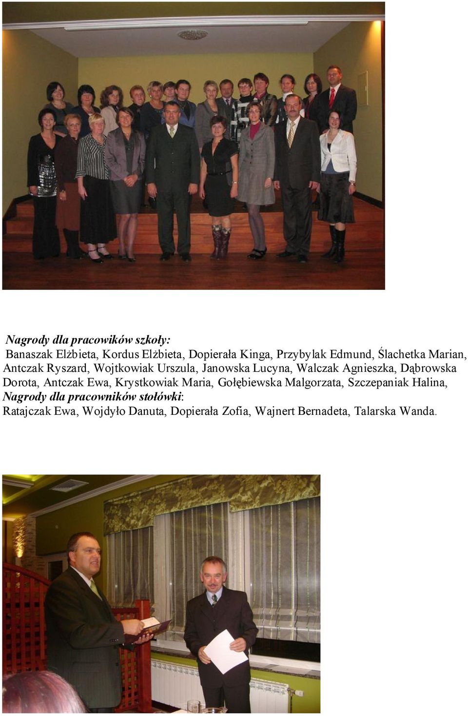 Dąbrowska Dorota, Antczak Ewa, Krystkowiak Maria, Gołębiewska Malgorzata, Szczepaniak Halina,