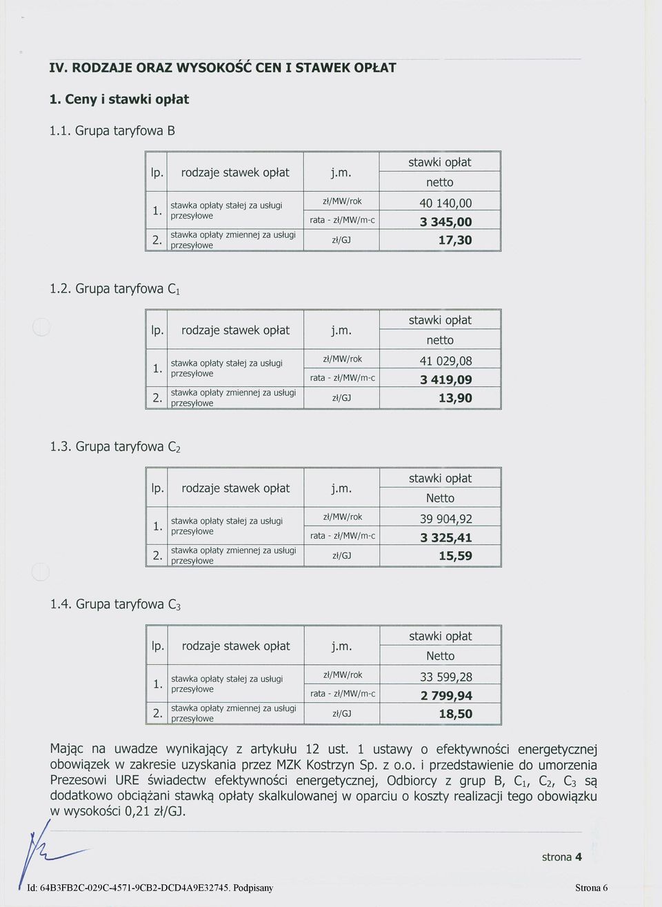 1 ustawy o efektywności energetycznej obowiązek w zakresie uzyskania przez MZK Kostrzyn Sp. z 0.