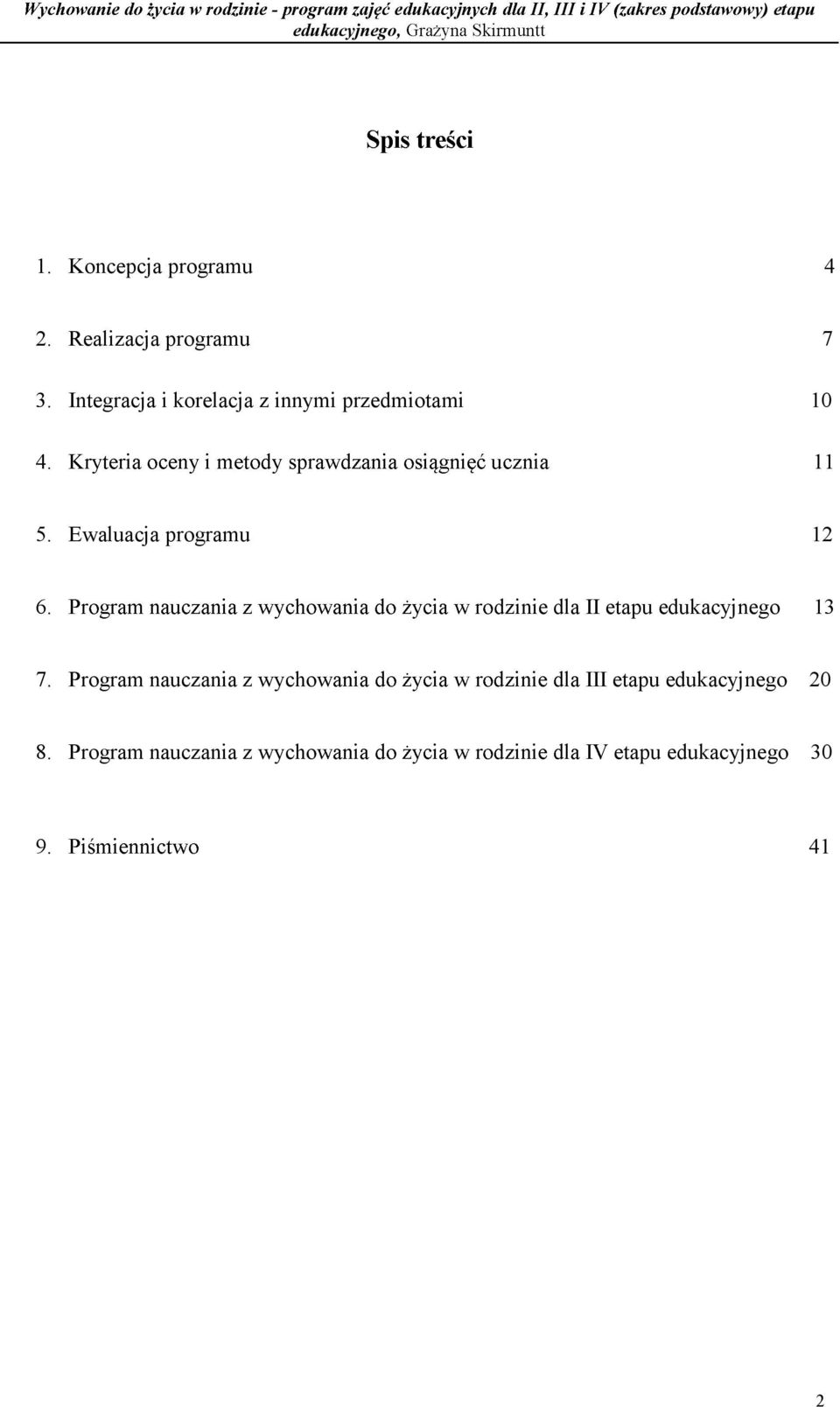 Ewaluacja programu 12 6. dzinie dla II etapu edukacyjnego 13 7.