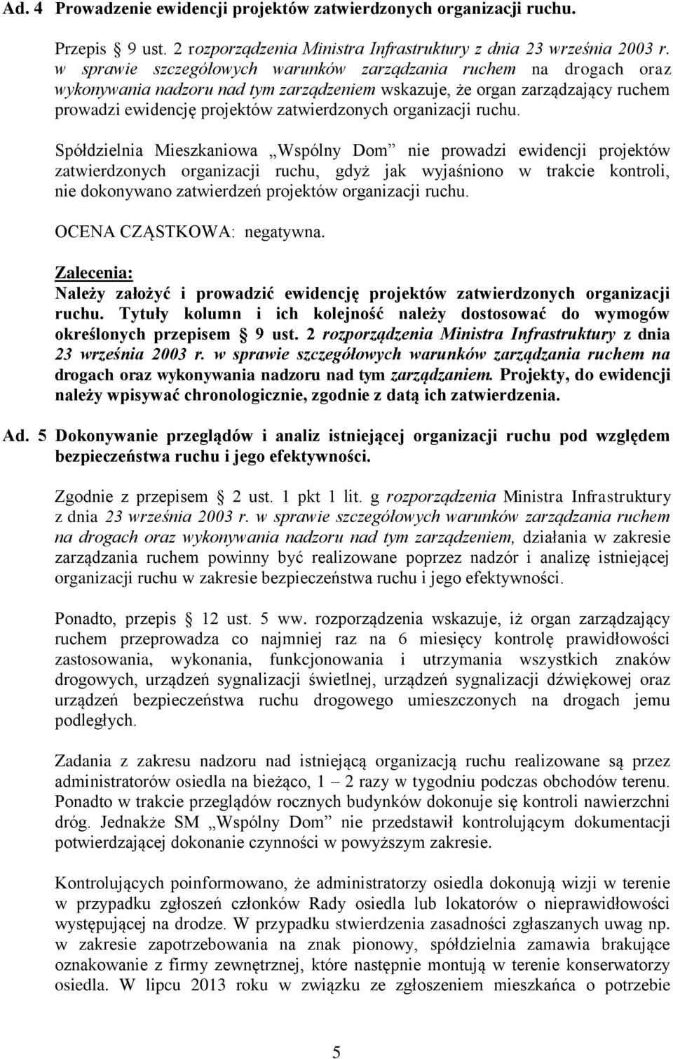 organizacji ruchu.