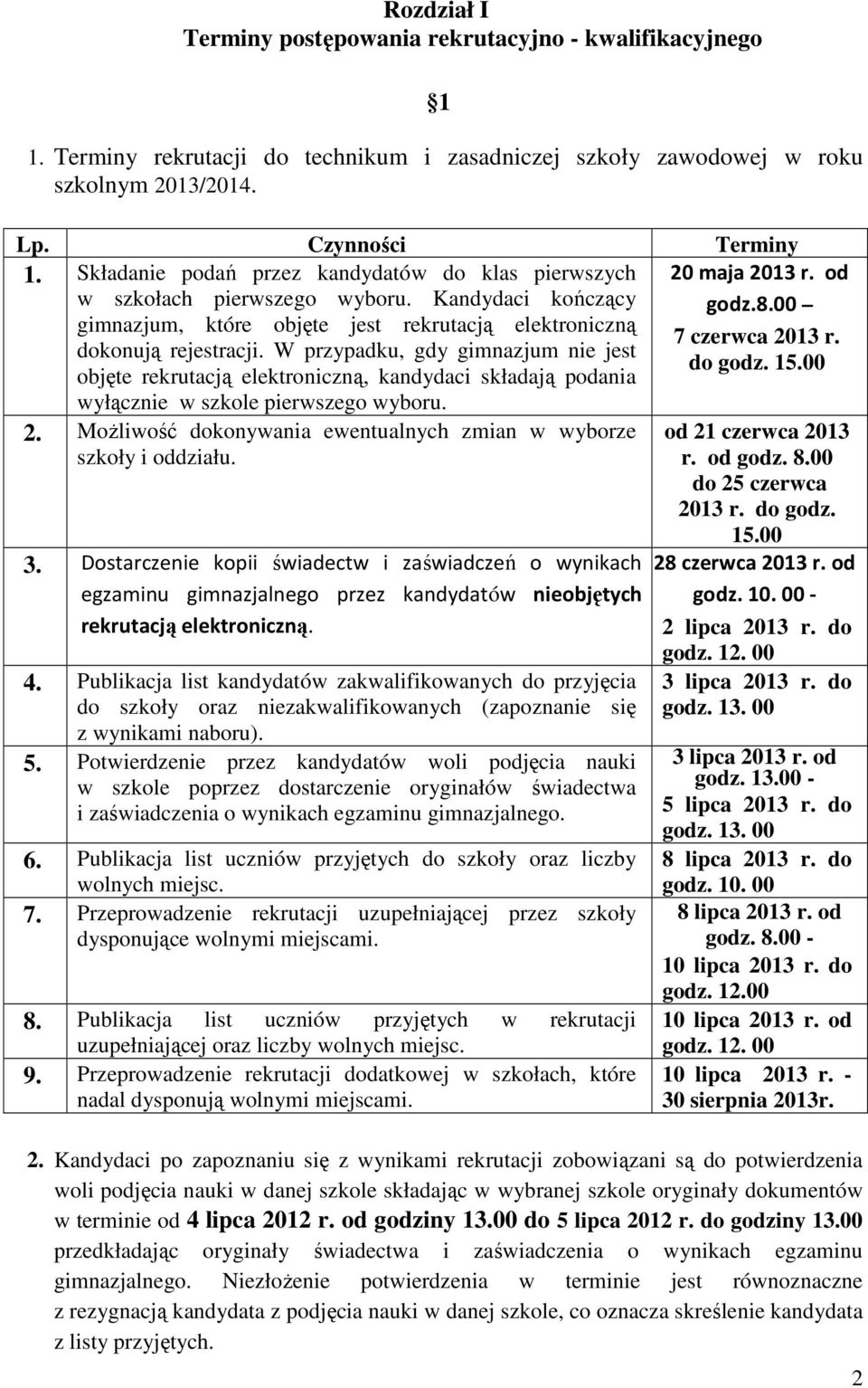 W przypadku, gdy gimnazjum nie jest objęte rekrutacją elektroniczną, kandydaci składają podania wyłącznie w szkole pierwszego wyboru. 2.