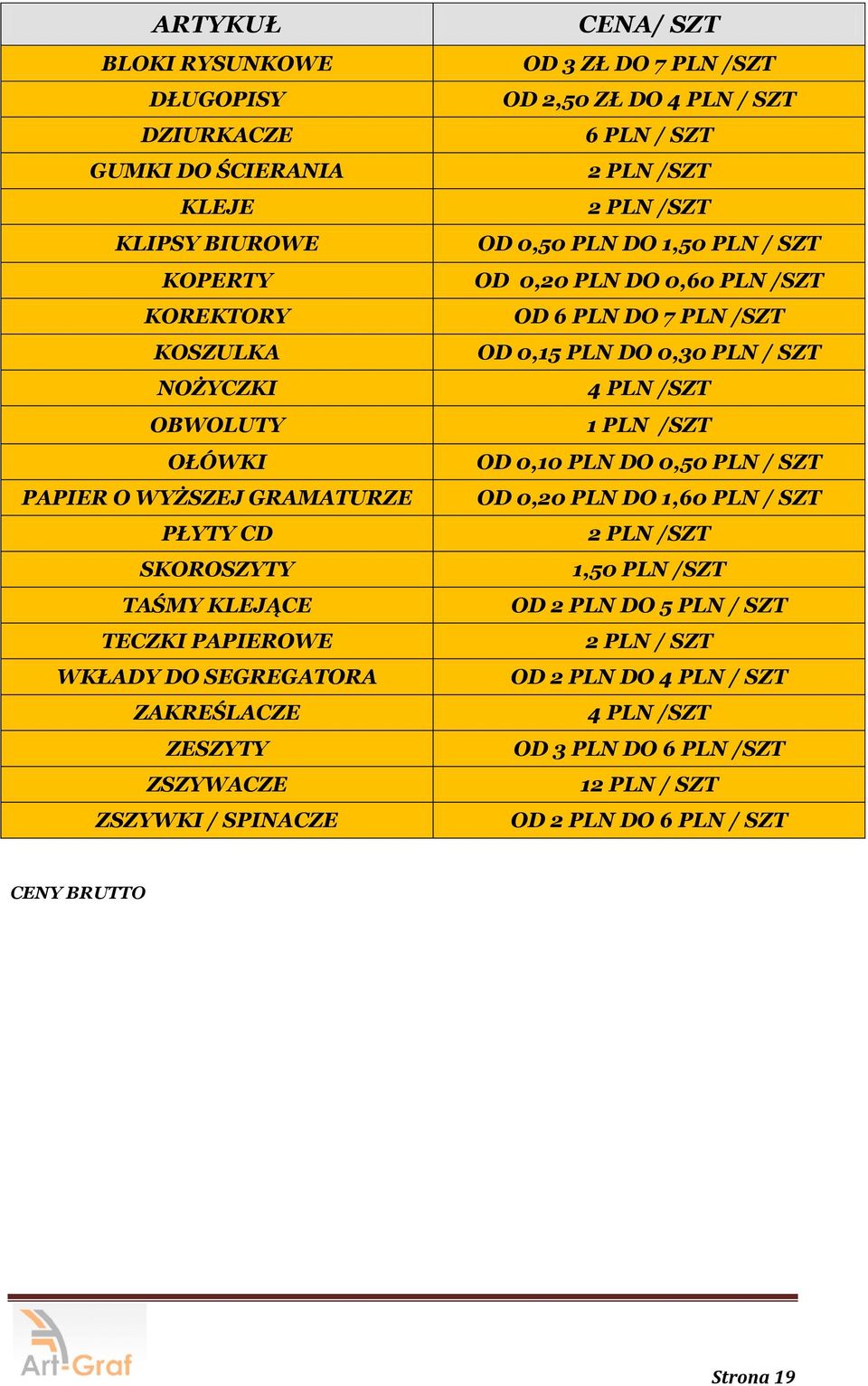 PLN /SZT OD 0,50 PLN DO 1,50 PLN / SZT OD 0,20 PLN DO 0,60 PLN /SZT OD 6 PLN DO 7 PLN /SZT OD 0,15 PLN DO 0,30 PLN / SZT 4 PLN /SZT 1 PLN /SZT OD 0,10 PLN DO 0,50 PLN / SZT OD 0,20 PLN