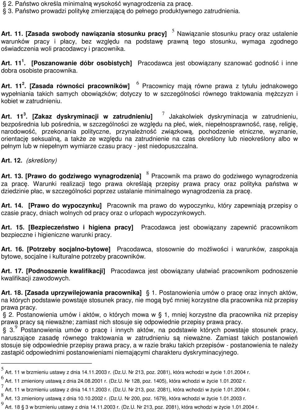 pracodawcy i pracownika. Art. 11 1. [Poszanowanie dóbr osobistych] Pracodawca jest obowiązany szanować godność i inne dobra osobiste pracownika. Art. 11 2 6.