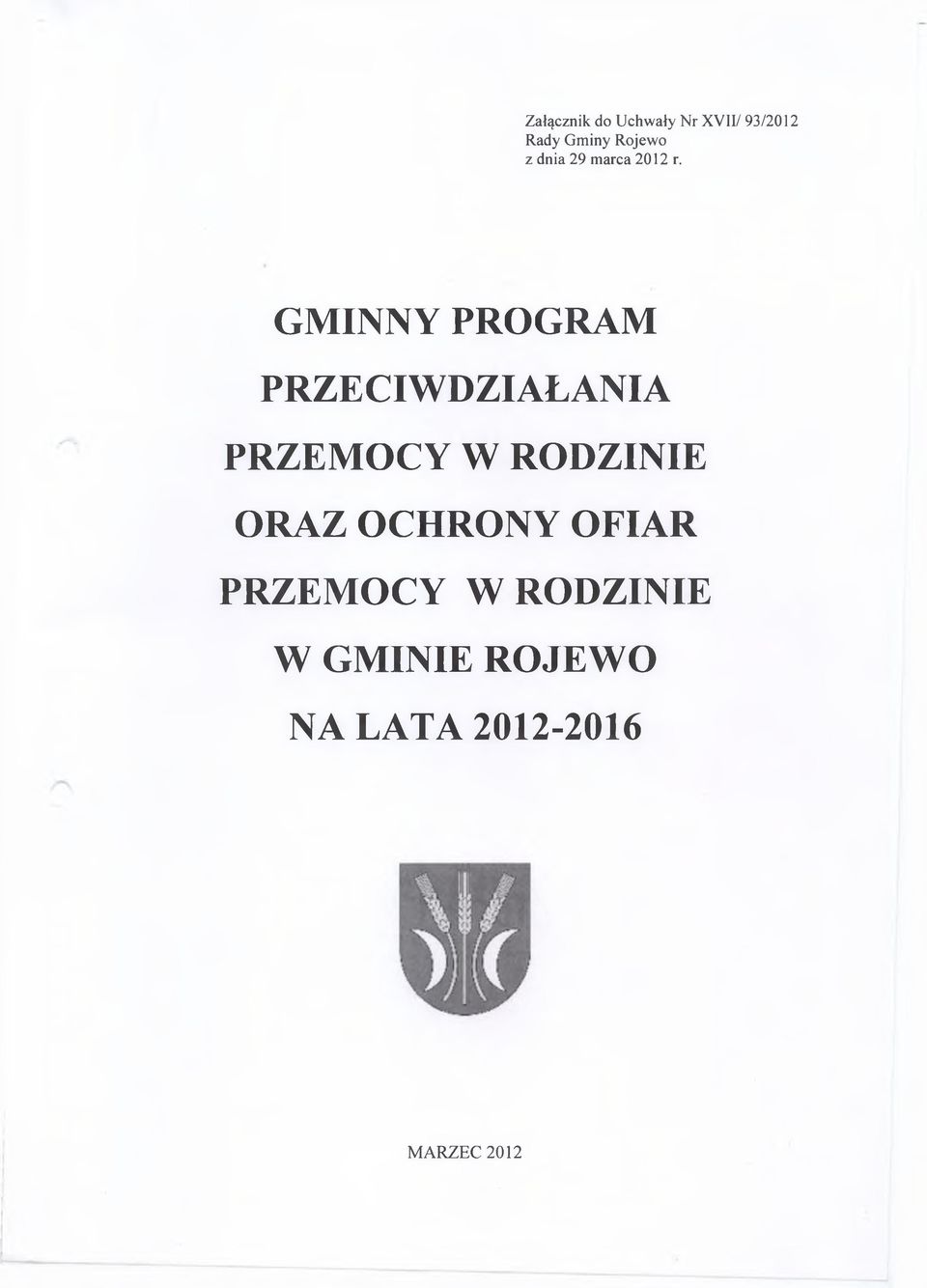 GMINNY PROGRAM PRZECIWDZIAŁANIA PRZEMOCY W RODZINIE