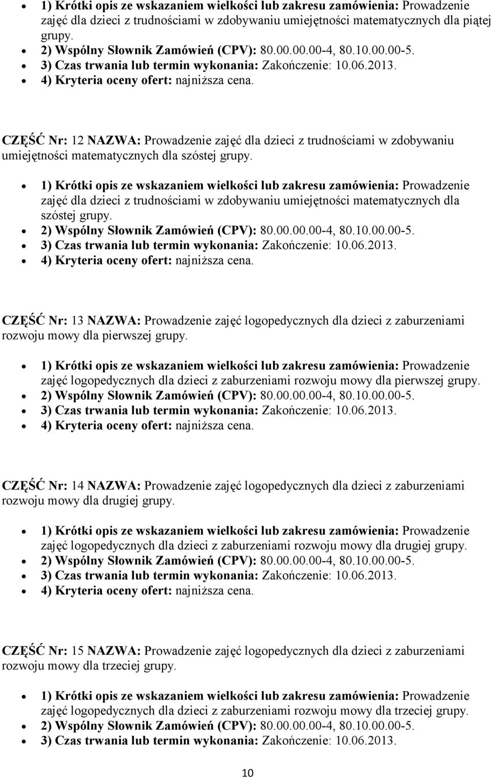 zajęć dla dzieci z trudnościami w zdobywaniu umiejętności matematycznych dla szóstej grupy.