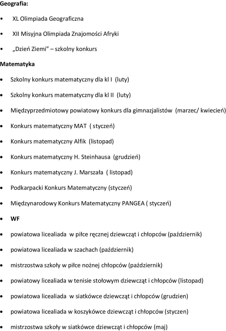 Steinhausa (grudzień) Konkurs matematyczny J.