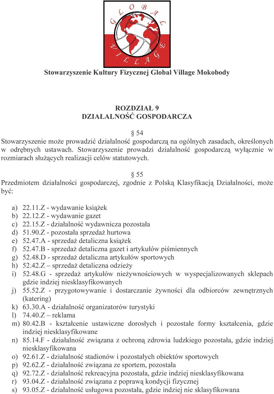 55 Przedmiotem działalności gospodarczej, zgodnie z Polską Klasyfikacją Działalności, może być: a) 22.11.Z - wydawanie książek b) 22.12.Z - wydawanie gazet c) 22.15.