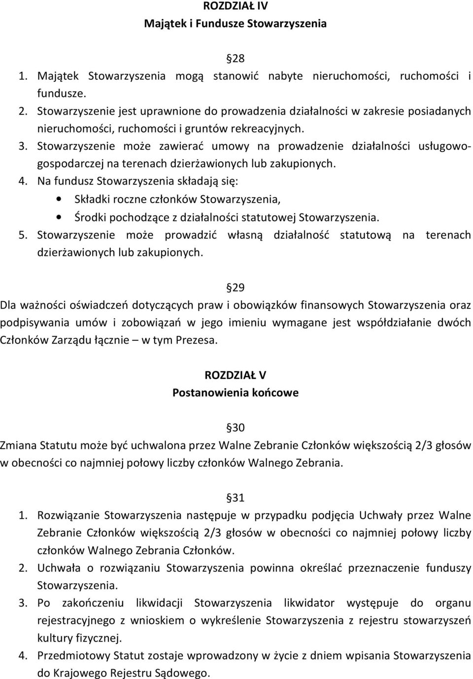 Na fundusz Stowarzyszenia składają się: Składki roczne członków Stowarzyszenia, Środki pochodzące z działalności statutowej Stowarzyszenia. 5.