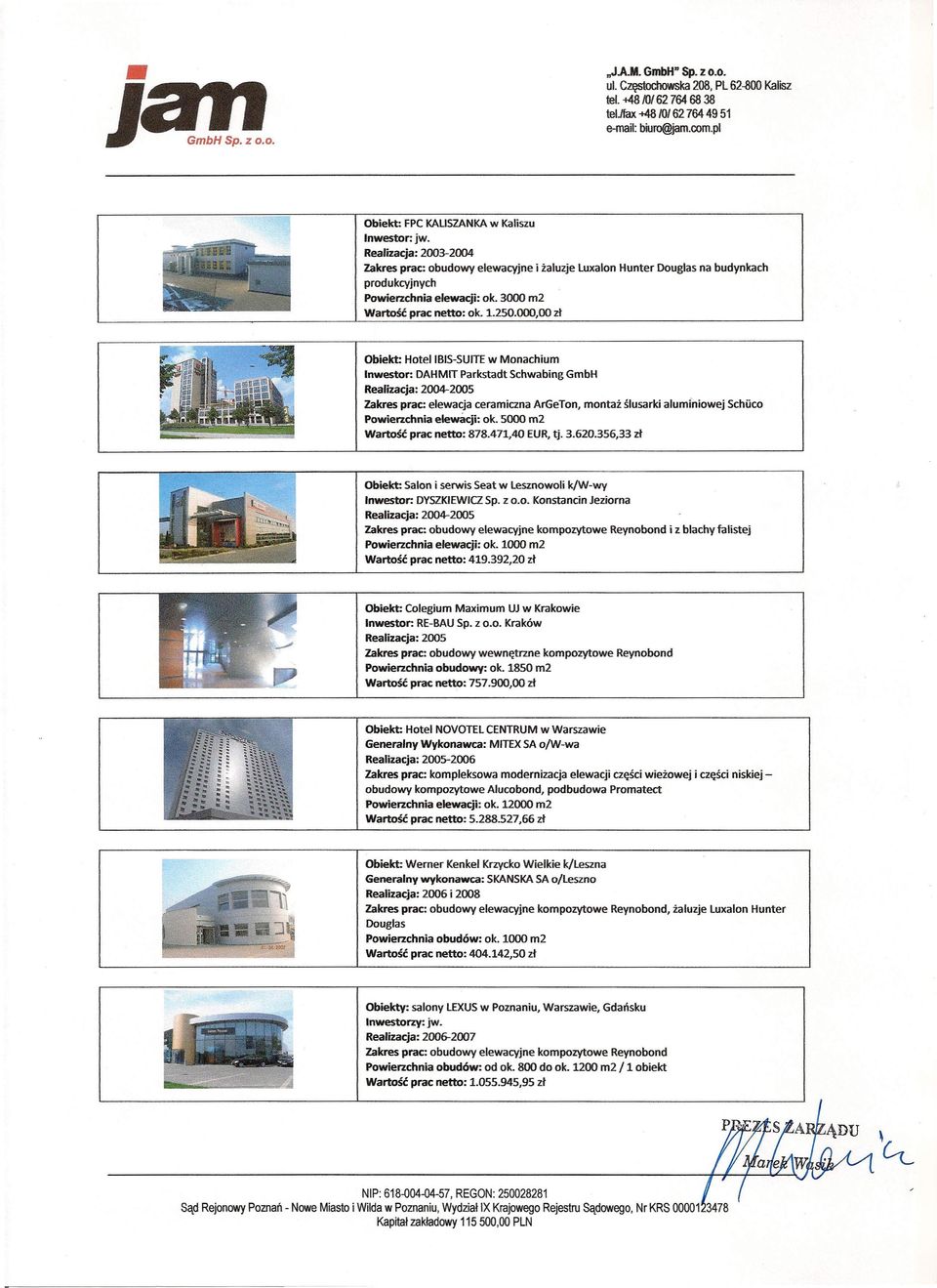 3000 m2 Wartość prac netto: ok. 1.250.000.00 zł Obiekt: HoteIIBIS-SUITE w Monachium Inwestor: DAHMIT Parkstadt Schwabing GmbH Realizacja: 2004-2005 Zakres prac: elewacja ceramiczna ArGeTon, montaż