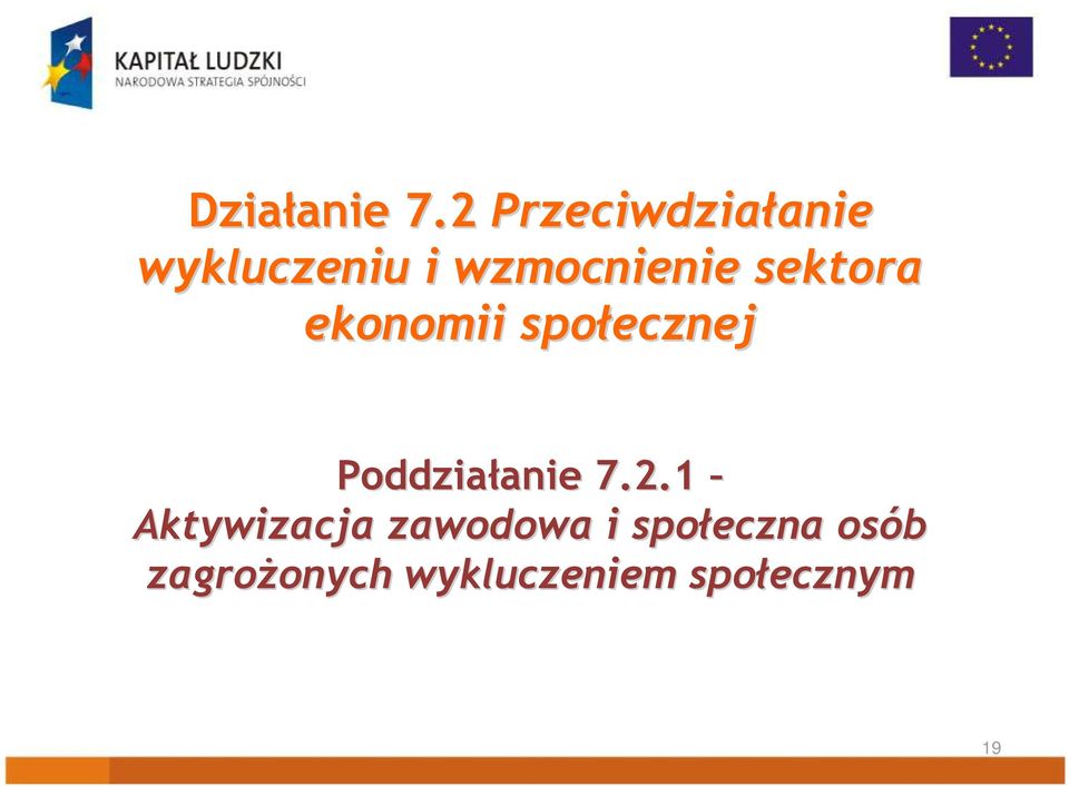 sektora ekonomii społecznej Poddziałanie anie 7.2.