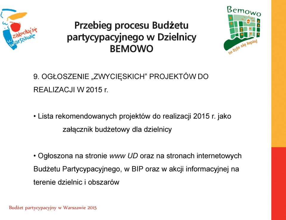 Lista rekomendowanych projektów do realizacji 2015 r.