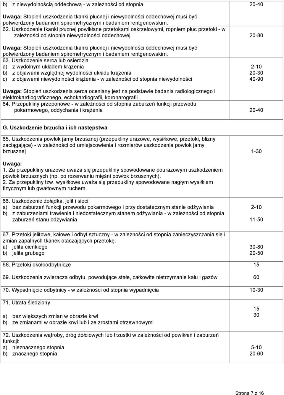 oddechowej musi być potwierdzony badaniem spirometrycznym i badaniem rentgenowskim. 63.