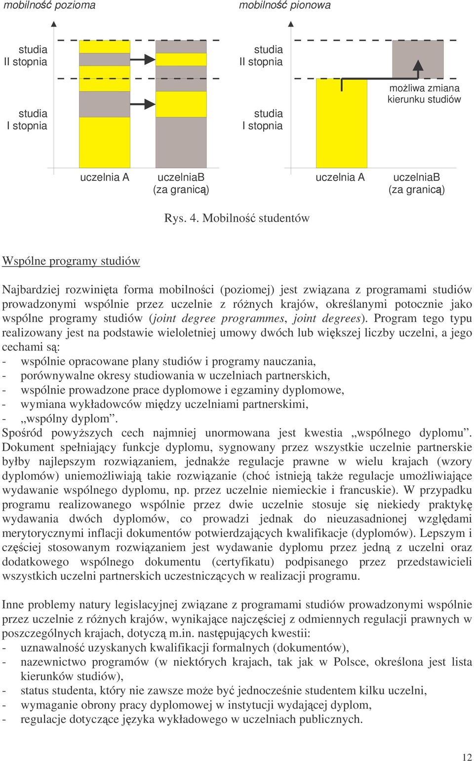 Mobilno studentów Wspólne programy studiów Najbardziej rozwinita forma mobilnoci (poziomej) jest zwizana z programami studiów prowadzonymi wspólnie przez uczelnie z rónych krajów, okrelanymi