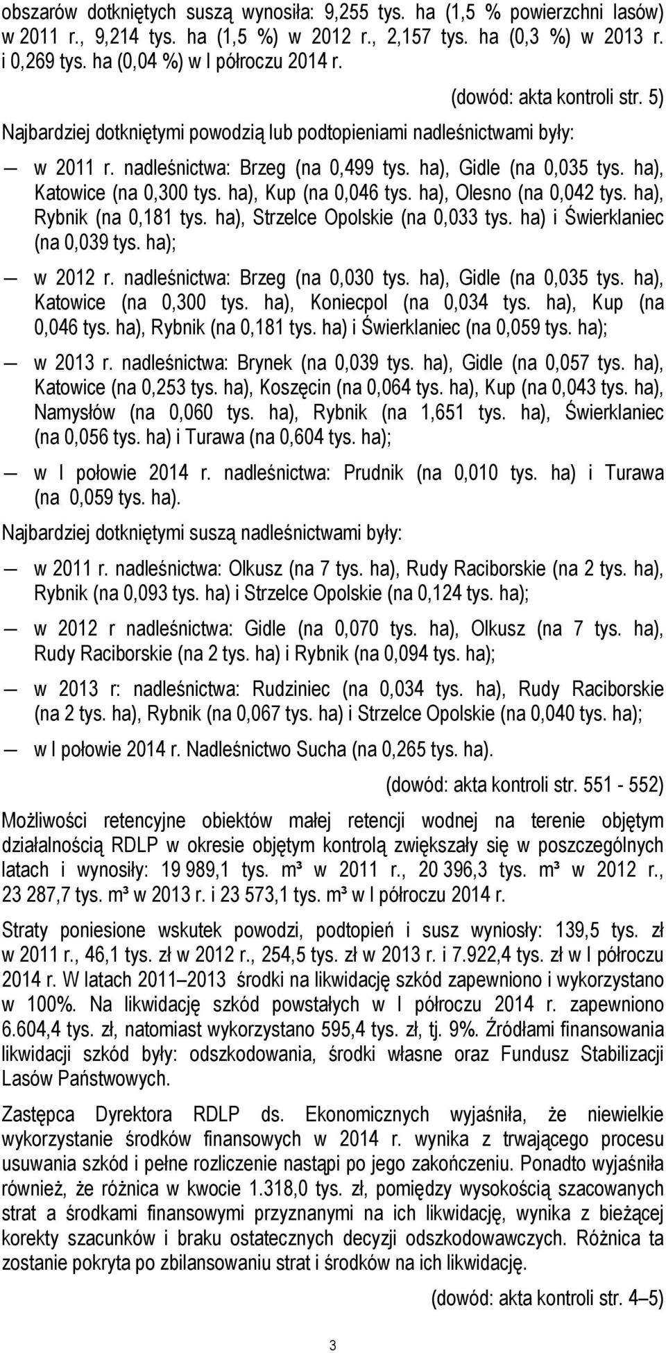ha), Katowice (na 0,300 tys. ha), Kup (na 0,046 tys. ha), Olesno (na 0,042 tys. ha), Rybnik (na 0,181 tys. ha), Strzelce Opolskie (na 0,033 tys. ha) i Świerklaniec (na 0,039 tys. ha); w 2012 r.