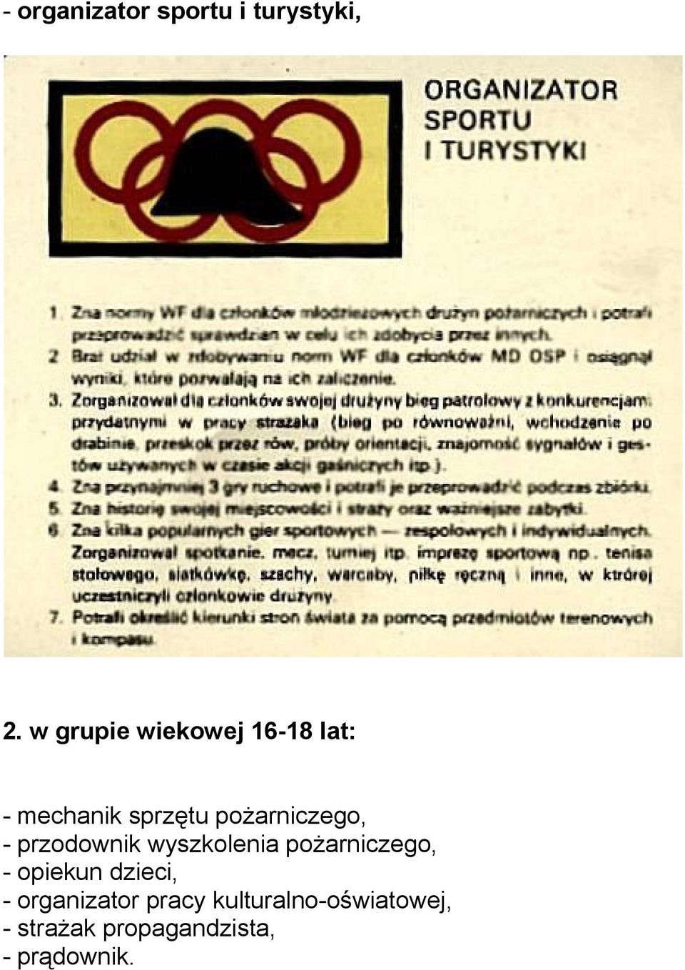 pożarniczego, - przodownik wyszkolenia pożarniczego, -