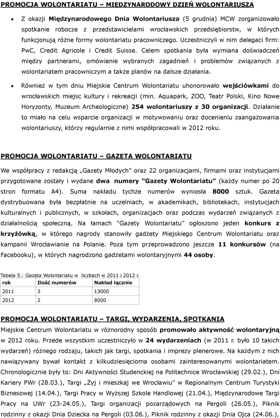Celem spotkania była wymiana doświadczeń między partnerami, omówienie wybranych zagadnień i problemów związanych z wolontariatem pracowniczym a także planów na dalsze działania.