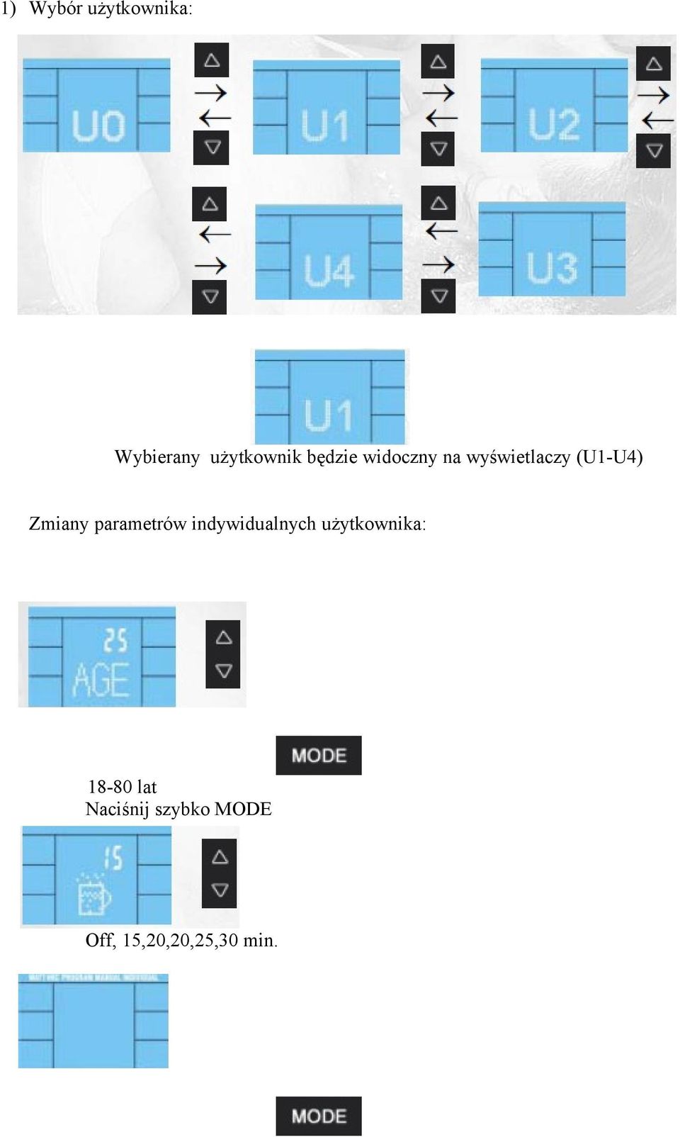 Zmiany parametrów indywidualnych użytkownika: