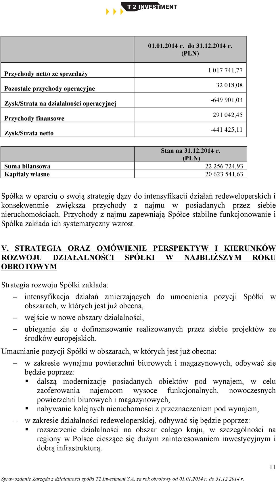 (PLN) Przychody netto ze sprzedaży Pozostałe przychody operacyjne Zysk/Strata na działalności operacyjnej Przychody finansowe Zysk/Strata netto 1 017 741,77 32 018,08-649 901,03 291 042,45-441 425,11