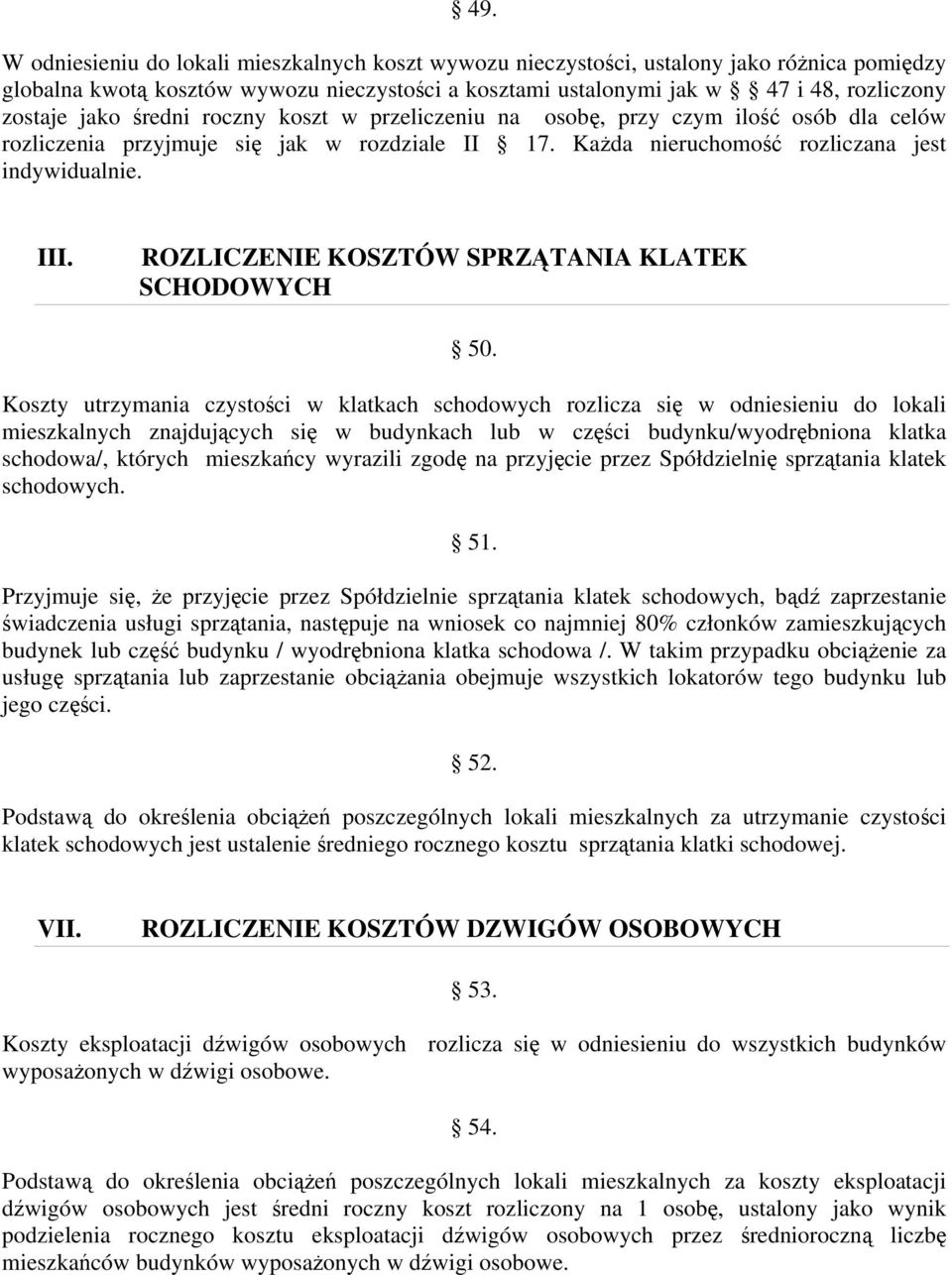 ROZLICZENIE KOSZTÓW SPRZĄTANIA KLATEK SCHODOWYCH 50.