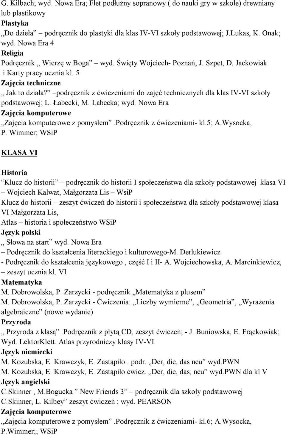 podręcznik z ćwiczeniami do zajęć technicznych dla klas IV-VI szkoły podstawowej; L. Łabecki, M. Łabecka; wyd. Nowa Era z pomysłem.podręcznik z ćwiczeniami- kl.5; A.Wysocka, P.