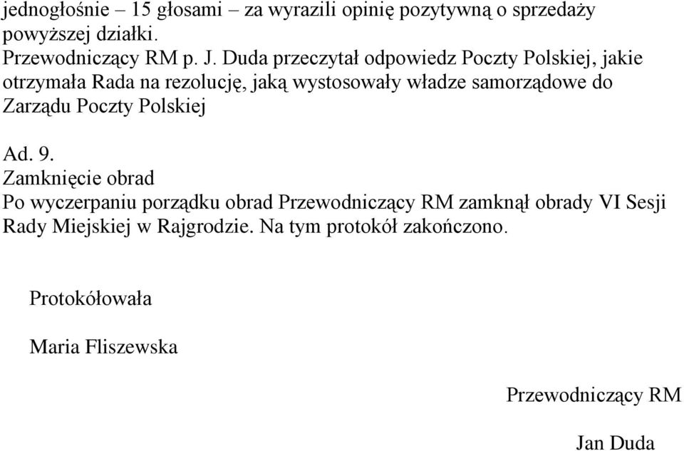 do Zarządu Poczty Polskiej Ad. 9.