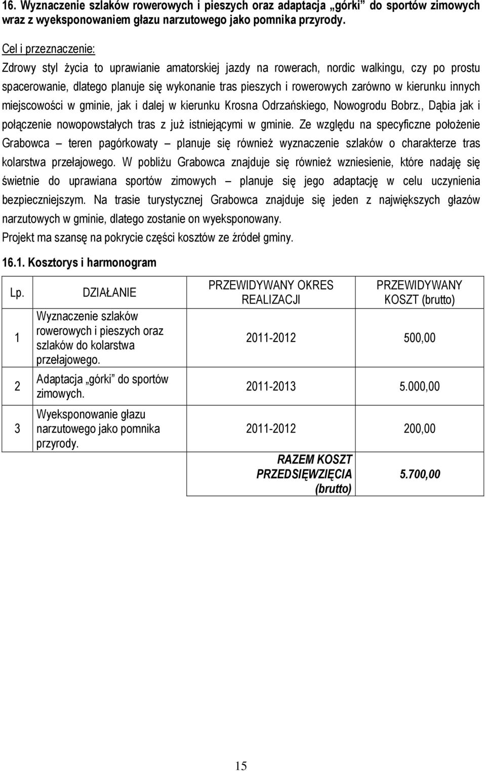 miejscowości w gminie, jak i dalej w kierunku Krosna Odrzańskiego, Nowogrodu Bobrz., Dąbia jak i połączenie nowopowstałych tras z już istniejącymi w gminie.
