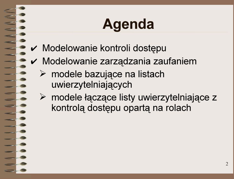 uwierzytelniających modele łączące listy
