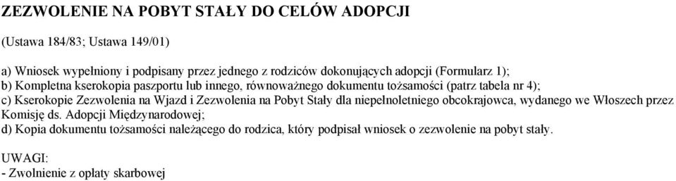 dla niepełnoletniego obcokrajowca, wydanego we Włoszech przez Komisję ds.