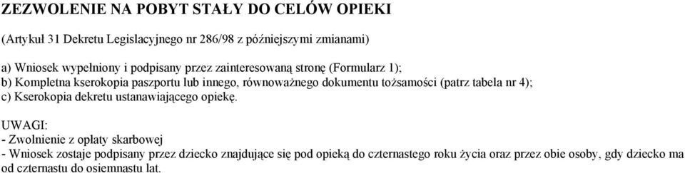 dekretu ustanawiającego opiekę.