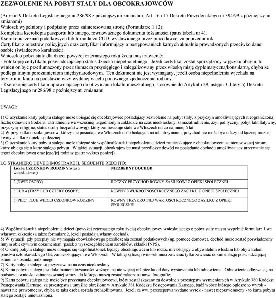 równoważnego dokumentu tożsamości (patrz tabela nr 4); Kserokopia zeznań podatkowych lub formularza CUD, wystawionego przez pracodawcę, za poprzedni rok.