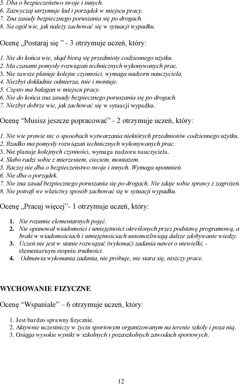 Ma czasami pomysły rozwiązań technicznych wykonywanych prac. 3. Nie zawsze planuje kolejne czynności, wymaga nadzoru nauczyciela. 4. Niezbyt dokładnie odmierza, tnie i montuje. 5.